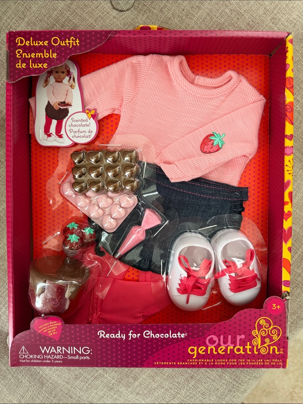 Pink Strawberry Sweater Outfit - Ready for Chocolate Deluxe Set